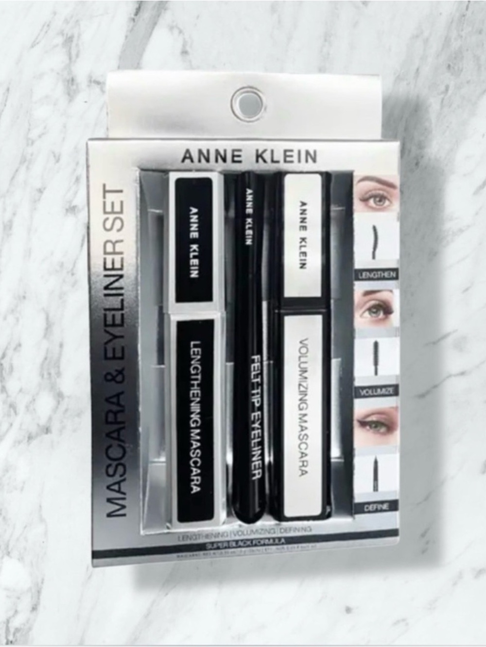 Anne Klein Black Mascara & Black Felt-Tip Eyeliner 3 piece set
